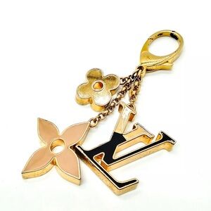 Authentic Louis Vuitton Key Ring Gold Black FJ0177